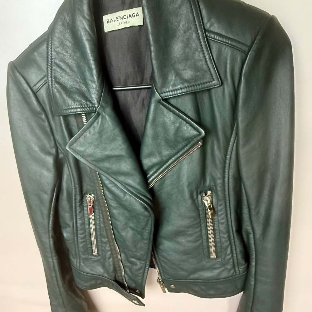 Balenciaga Lambskin Leather Biker Jacket Small US 2/4 FR 36